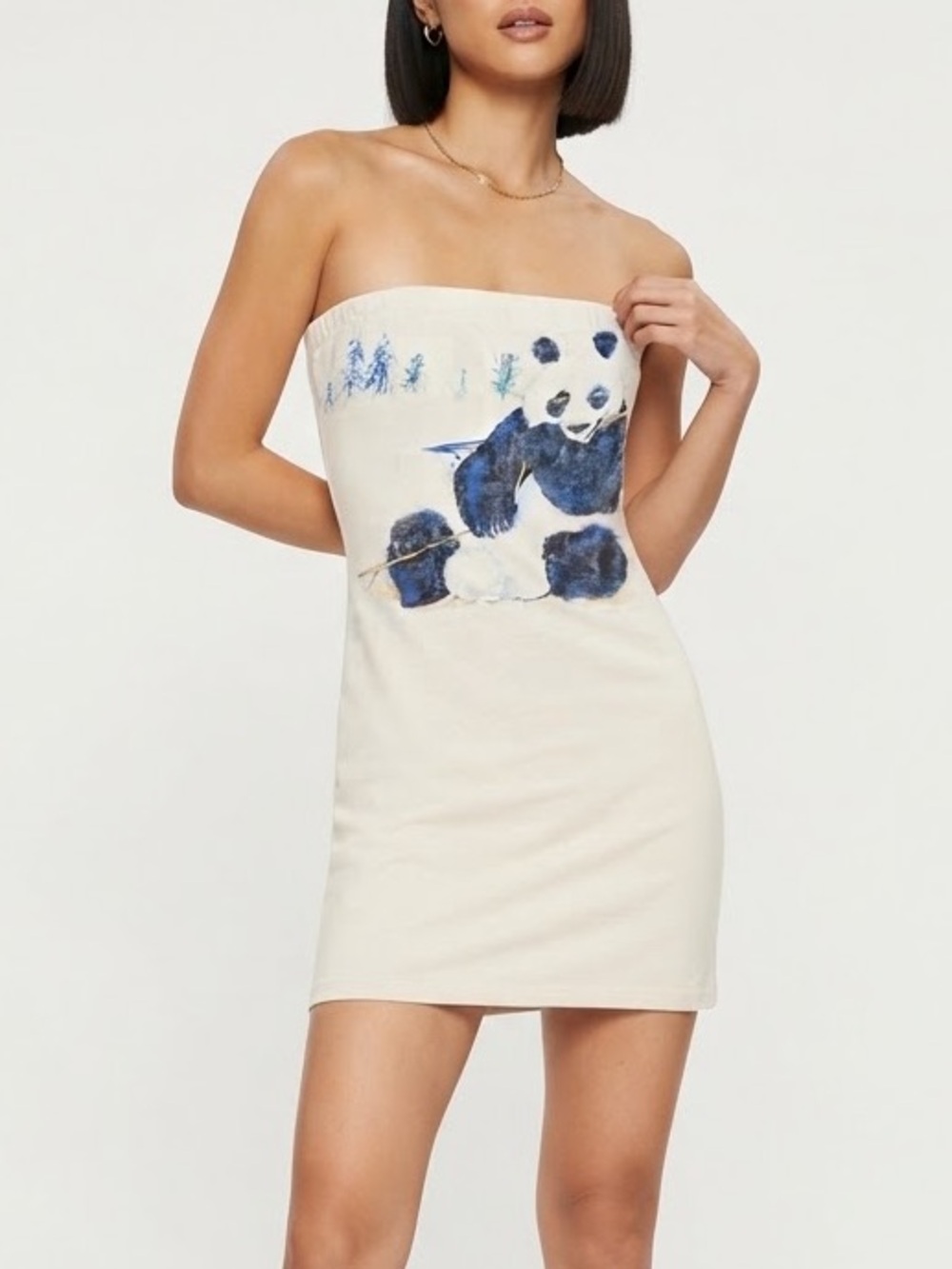Vintage Panda Strapless Mini Dress